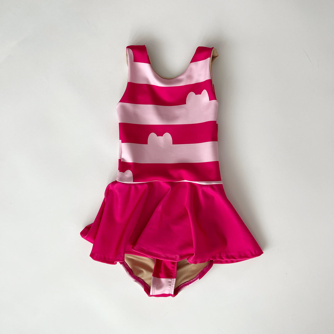Pink Rainbow Cat Skirted Swimsuit