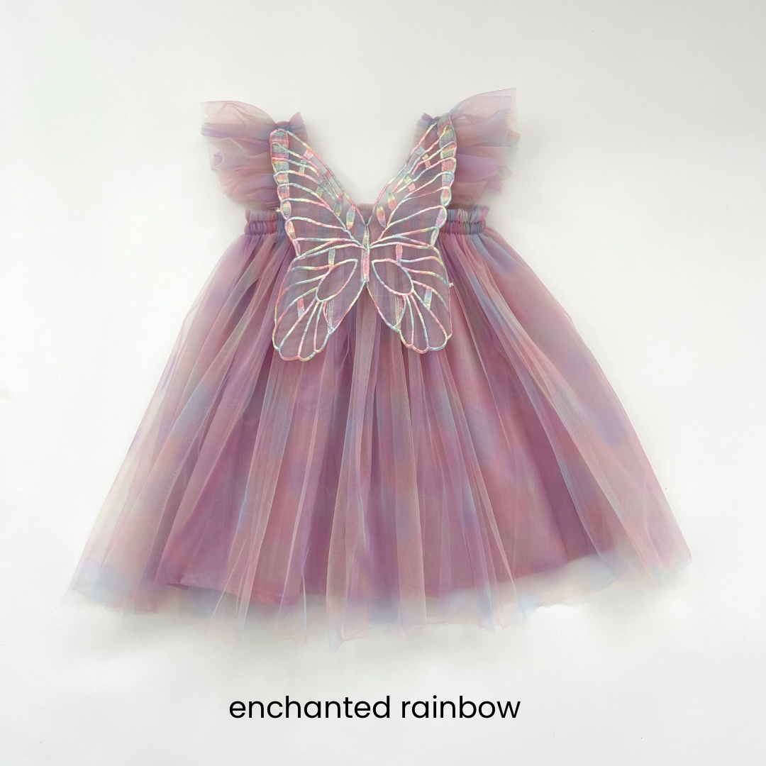 butterfly spring princess tutu dress rainbow ombre