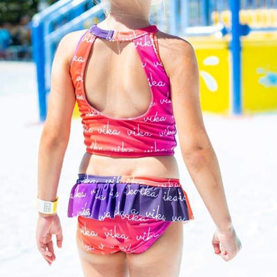 Personalized Swim Ruffle Bikini Bottoms - Color Background