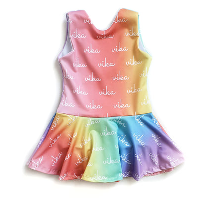 Personalized Swim Skirted One Piece - Color Background